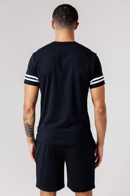 Navy Cotton Stripe T-Shirt And Shorts Co Ord Set