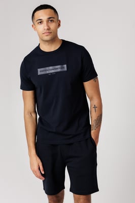 Navy Cotton Chest Patch T-Shirt And Shorts Co Ord Set