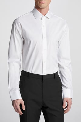 Tailored Fit Poplin Double Cuff Cutaway Collar Shirt
