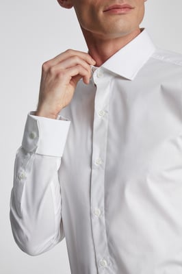 Tailored Fit Poplin Double Cuff Cutaway Collar Shirt