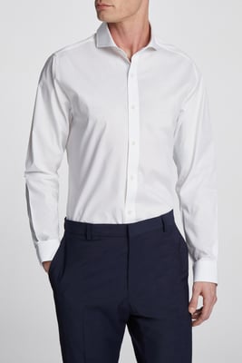 Slim Fit Poplin Single Cuff Extreme Cutaway Collar Shirt