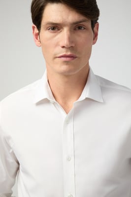 Egyption Cotton Tailored Fit White Poplin Double Cuff Reg Collar Shirt