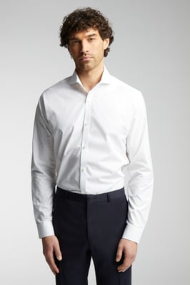 Egyptian Cotton Tailored Fit Poplin Single Cuff Cutaway Collar Shirt