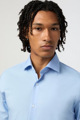 Slim Fit Poplin Single Cuff Cutaway Collar Shirt