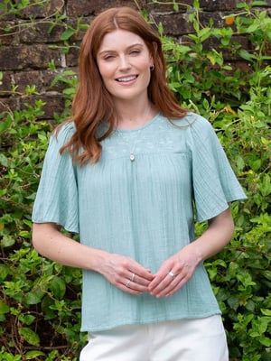 Kite Clothing Netherhay Muslin Blouse Soft Aloe