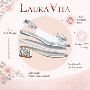 Laura Vita Mily-22 instapsandalen met Cinderella-hak in transparant zilver voor dames