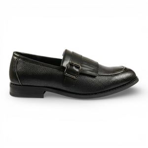 Herr Loafers med svarta fransar i konstläder och munkrem
