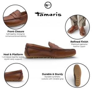Tamaris Heren Bruine Leren Mocassin Loafers Casual Schoenen