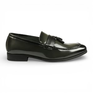 Herr Olivgrön Tofs Högblank Lackkonstläder Formella Loafers