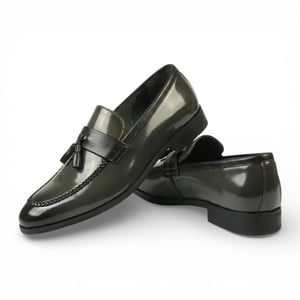 Herr Olivgrön Tofs Högblank Lackkonstläder Formella Loafers