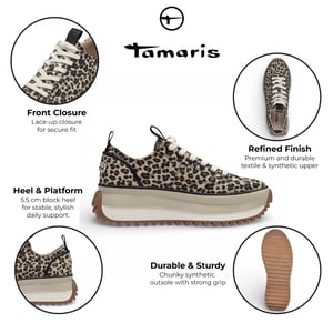 Tamaris dames platform sneakers met luipaardprint