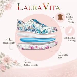 Laura Vita Sofiao 07 dames sneakers met blauw-roze bloemenprint, leren platformzool.