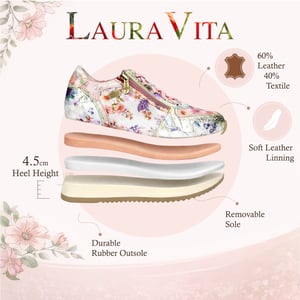 Laura Vita Gycmo 58 dames sneakers met roze bloemenprint van leer