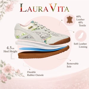Laura Vita Tivanao-05 dames sneakers van beige leer met bloemenprint