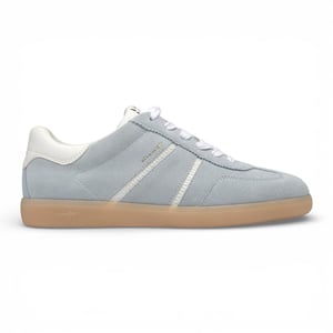 Tamaris dames sneakers van blauw-wit leer