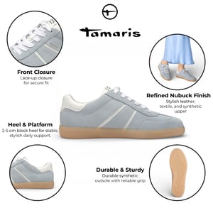 Tamaris dames sneakers van blauw-wit leer