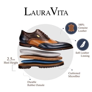 Lorenzo Conti Heren Brogue Oxford Schoenen van Blauw Bruin Leer - Antonin 01