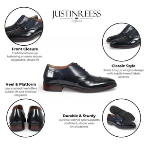 Justin Reess herenbrogues van zwart lakleer - Harry