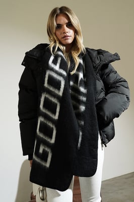 Black Branded Knitted Scarf