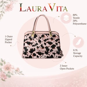 Laura Vita Aramis-08 Dames Schoudertas met Roze Bloemenprint en Verstelbare Bandjes