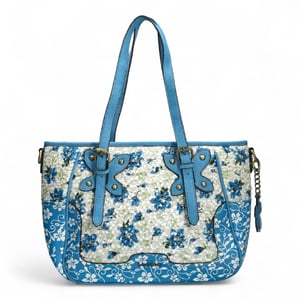 Laura Vita Aloe-02 Dames Schoudertas met Blauwe Bloemenprint en Verstelbare Bandjes