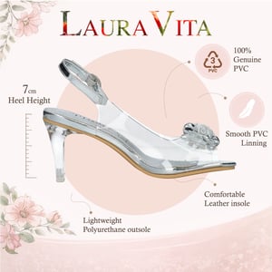 Laura Vita Mira 01 instapsandalen met Cinderella-hak in transparant zilver voor dames