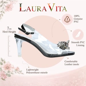 Laura Vita Mira 01 slip-on sandalen met Cinderella-hak voor dames, transparant zwart.