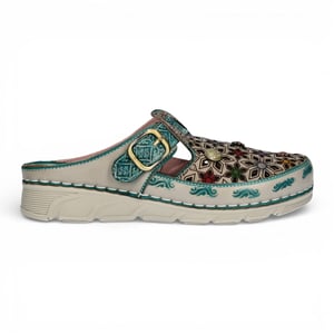 Laura Vita Dam Dorry 01 Blommig Blå Läderkil Sandaler