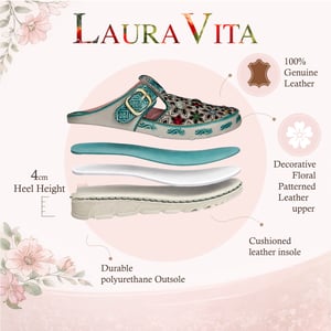 Laura Vita Dam Dorry 01 Blommig Blå Läderkil Sandaler