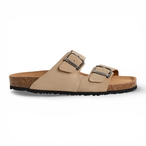 Tamaris Herr Sand Beige Läder Slip-On Footbed Slippersandaler