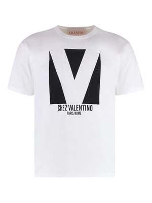 Chez Valentino Print Jersey T-Shirt in White