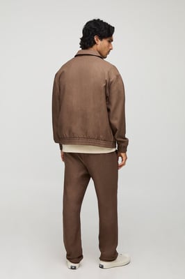 Slim Fit Half Fixed Waistband Twill Trouser