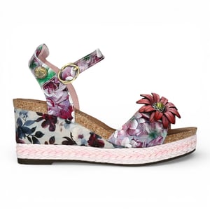 Laura Vita Facyo 75 Lila Paarse Leren Espadrille Sandalen met Bloemenprint voor Dames