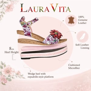Laura Vita Facyo 75 Lila Paarse Leren Espadrille Sandalen met Bloemenprint voor Dames