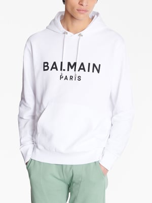 Logo Printed Hoodie in White