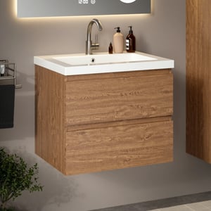 Mirlux Badkamermeubel karo 60cm warm eiken wastafel wit