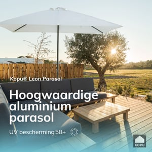 Kopu ® leon parasol rechthoek 150x250 cm met hoes en voet creme