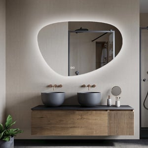 Vtw Living badkamerspiegel met led verlichting asymmetrisch spiegel met