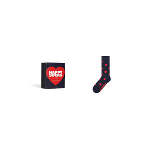 Happy Socks Unisex sokken hartjes print valentijn giftbox 1-paar donkerblauw