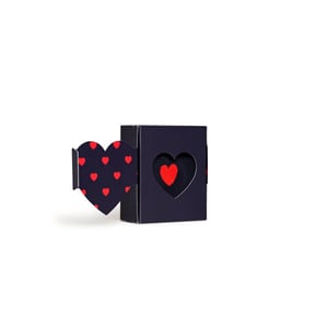 Happy Socks Unisex sokken hartjes print valentijn giftbox 1-paar donkerblauw