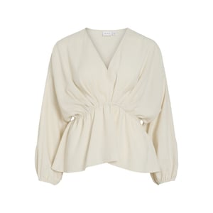Vila Viselia v-neck ls peplum topbfs beige