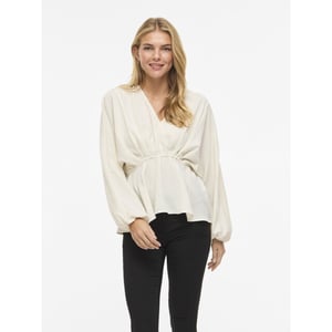 Vila Viselia v-neck ls peplum topbfs beige