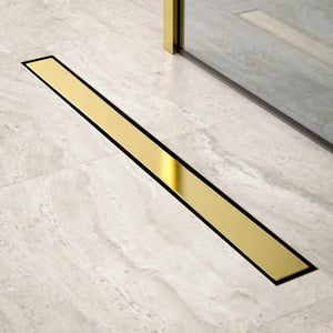 Mirlux Douchegoot 80cm goud tegelrooster rvs met flens