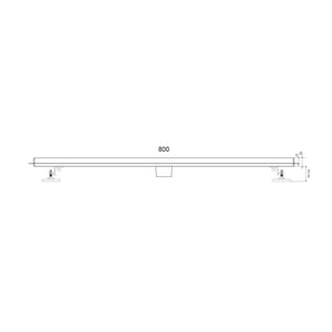 Mirlux Douchegoot 80cm mat zwart standaard rooster- rvs met flens
