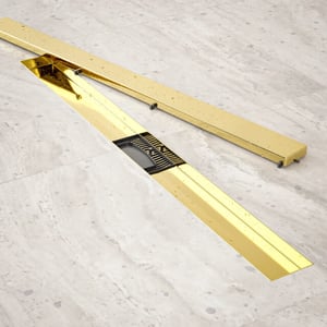 Mirlux Douchegoot 80cm goud tegelrooster rvs met flens