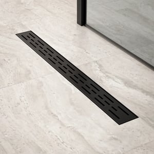 Mirlux Douchegoot 70cm mat zwart standaard rooster rvs met flens