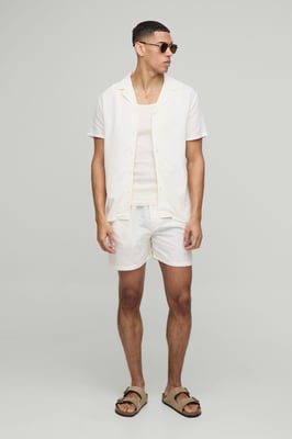 Regular Revere Linen Blend Shirt & Short Set
