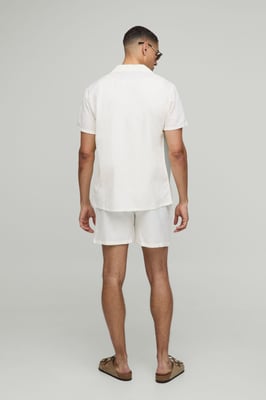 Regular Revere Linen Blend Shirt & Short Set
