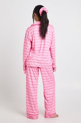 Valentines Script Long Sleeve Shirt & Trouser 3 Piece Pyjama Set