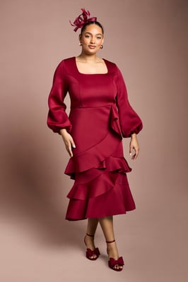 Plus Scuba Midi Dress With Square Neck